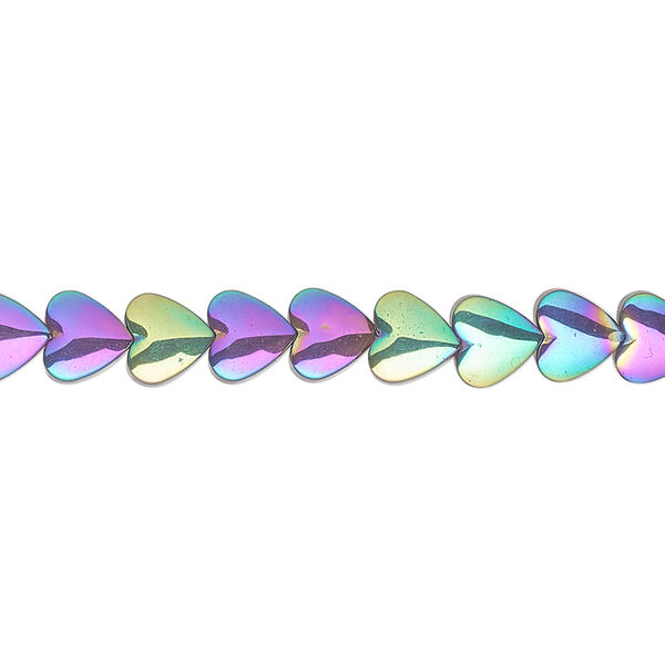 Bead, Hemalyke™ (manmade), rainbow, 6mm heart. Sold per 16-inch strand. image number 0
