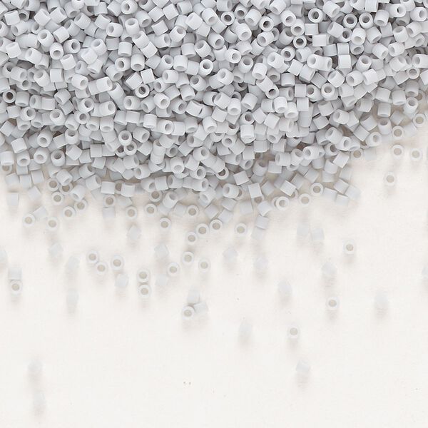 Seed bead, Delica®, glass, pkg/250g, #15 round, opaque matte grey (DBS-1589). image number 0