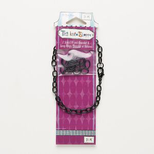 Chain and jump ring, steel, black, 7-1/2 inch cable. Sold per assorted pkg.