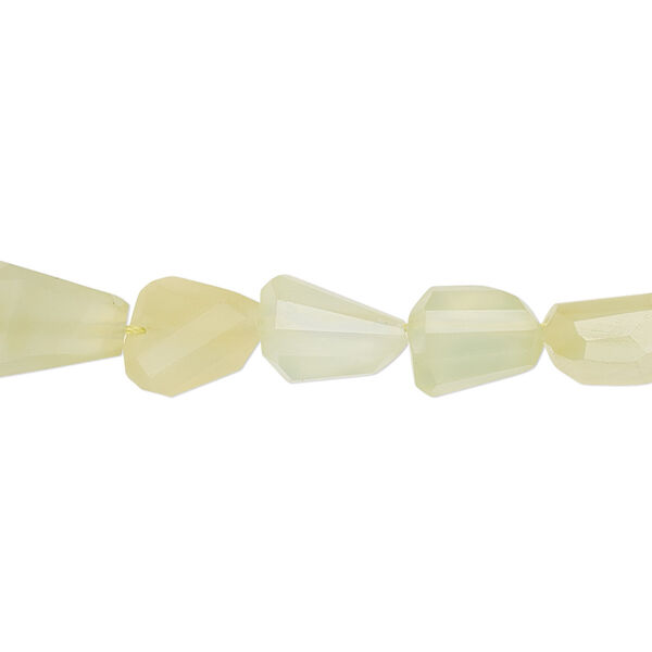 Bead, green chalcedony (dyed), mini to small hand-faceted nugget, Mohs hardness 6-1/2 to 7. Sold per 8-inch strand. image number 0
