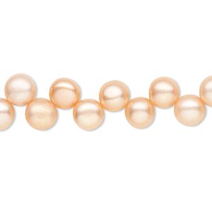 Pearl, cultured freshwater (dyed), daylily, 7-8mm top-drilled puffed flat round, B grade, Mohs hardness 2-1/2 to 4. Sold per 16-inch strand.