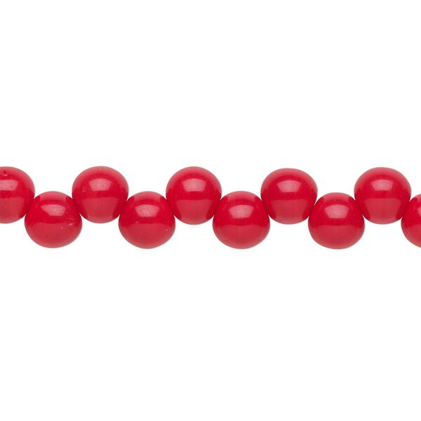 Bead, Preciosa, Czech pressed glass druk, opaque red, 6mm top-drilled round. Sold per pkg of 30. image number 0