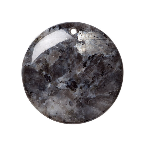 Focal, blue labradorite (natural), 30mm top-drilled flat round, B- grade, Mohs hardness 6 to 6-1/2. Sold per pkg of 2. image number 0