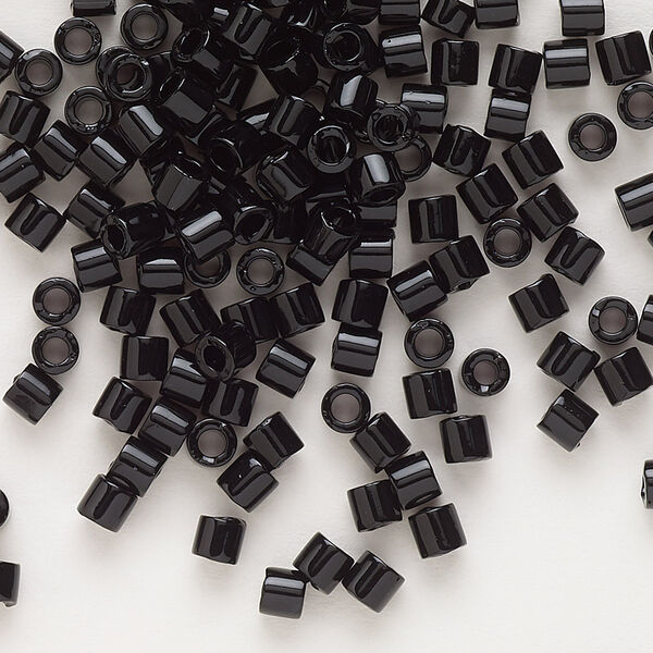 Seed bead, Delica®, glass, pkg/7.5g, #8 round, opaque black (DBL-0010). image number 0