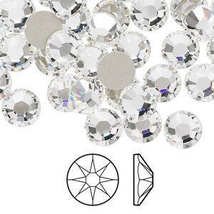 Flat back 144pk crystal clear foil back, Swarovski® 7.07-7.27mm rose round SS34 2088