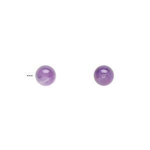 Amethyst 1pkg2, half-drilled round bead natural 6mm