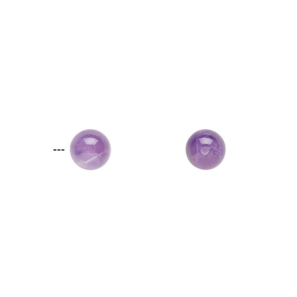 Amethyst 1pkg2, half-drilled round bead natural 6mm image number 0