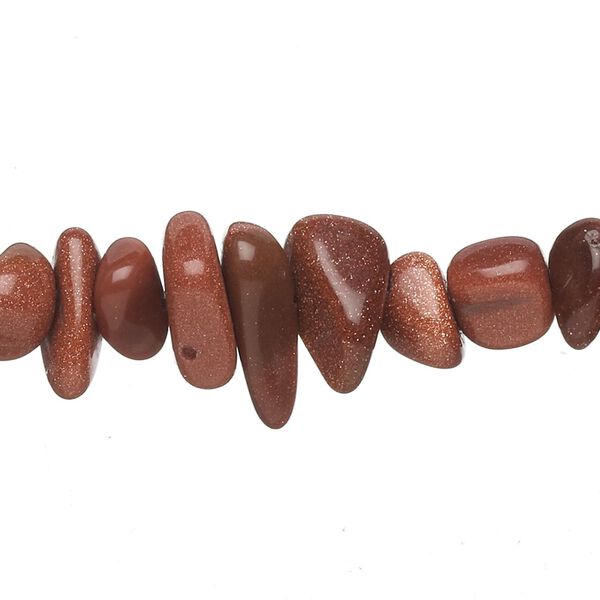 Bead, brown goldstone (glass) (man-made), large chip. Sold per 15-inch strand. image number 0
