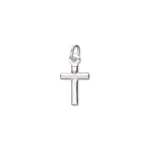 Drop, sterling silver-filled, 12x8mm double-sided cross with closed jump ring. Sold per pkg of 2.