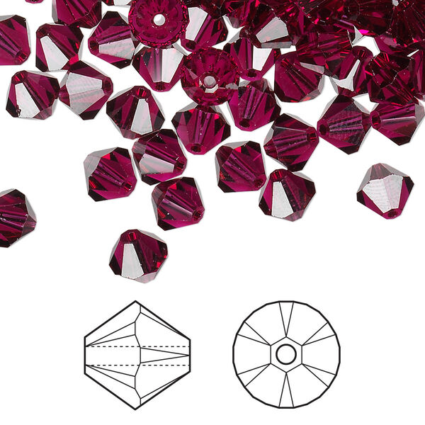 Bead 144pk ruby, Crystal Passions® 6mm bicone 5328 image number 0