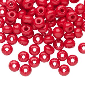 Seed bead, Preciosa Ornela Czech glass, pkg/500g, #2 rocaille, opaque red, (93190).