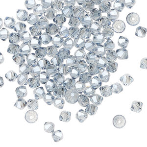 Bead 144pk translucent crystal silver night, Celestial Crystal® 4mm bicone