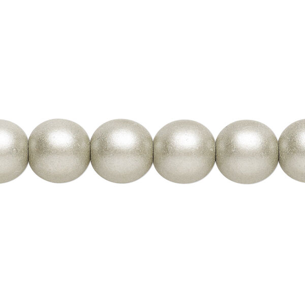 Bead, Czech glass druk, opaque satin pewter, 10mm round. Sold per 15-1/2" to 16" strand. image number 0