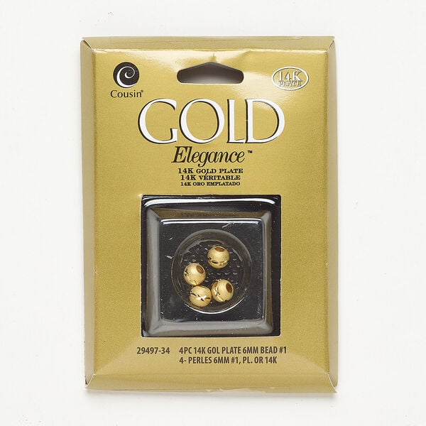 Bead 1pkg4, matte gold-plated copper, 6x5mm carved rondelle. image number 0