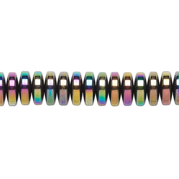 Hemalyke™ 1pkg1, rainbow titanium-coated rondelle bead 15.5-16 inch 8x3mm image number 0