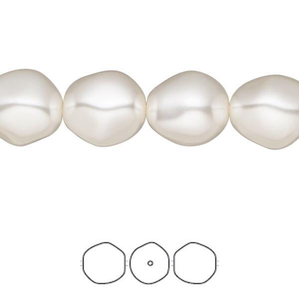 Pearl 10pk white, Crystal Passions® 12x11mm baroque round 5841 image number 0