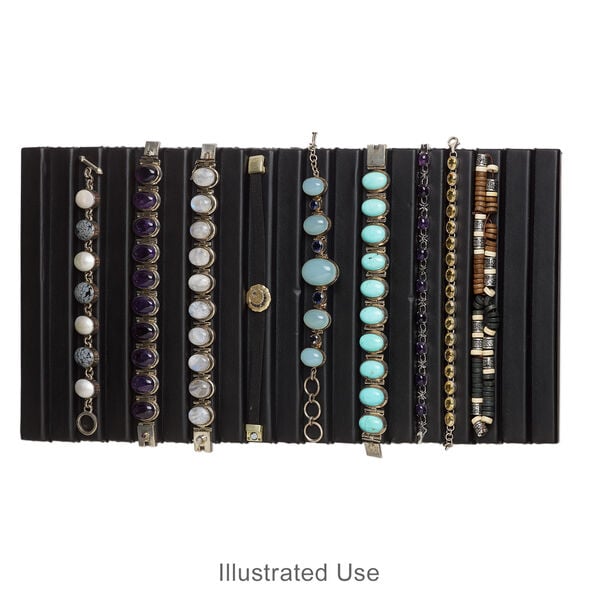 Display insert, bracelet, leatherette, black, 14-1/4 x 7-1/2 x 7/16 inches with 18 rows. Sold individually. image number 2