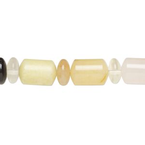 Multi-gemstone / glass 1pkg1, round saucer / tube bead 15 inch 8x4mm / 11x8mm