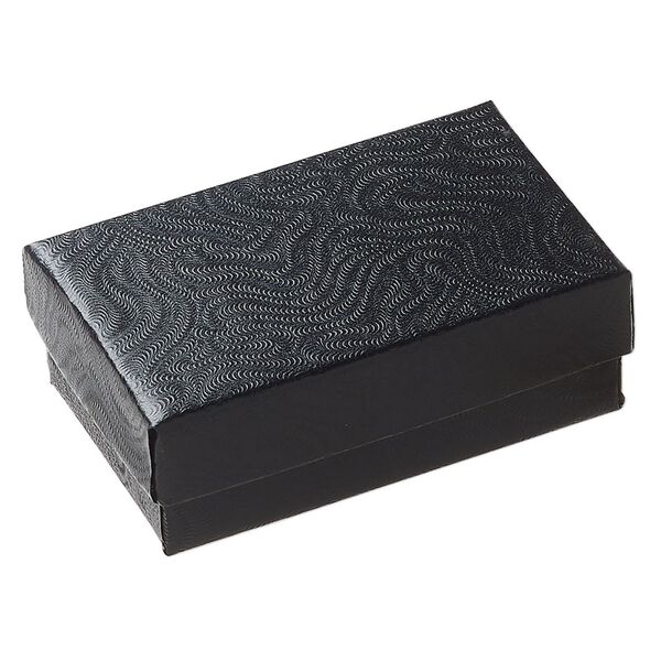 Paper / "cotton" (polyester) 1pkg10, rectangle box / swirl design black 2.5x1.5x.88 inch image number 1