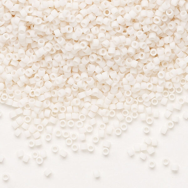 Seed bead, Delica®, glass, pkg/7.5g, #11 round, opaque matte bisque white (DB-1510). image number 0