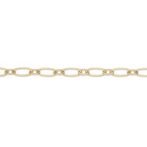 Chain 1pkg1 long & short, 3.5mm oval, gold-finished brass 5 foot unfinished