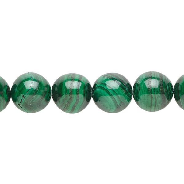 Malachite 1pkg1, round bead natural 8 inch 10mm image number 0
