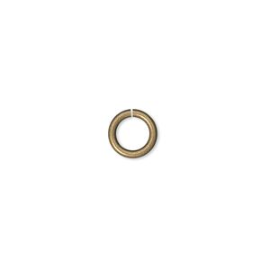 Jump ring, antique gold-plated brass, 8mm round, 5.4mm inside diameter, 16 gauge. Sold per pkg of 500.