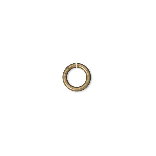 Jump ring, antique gold-plated brass, 8mm round, 5.4mm inside diameter, 16 gauge. Sold per pkg of 500. image number 0