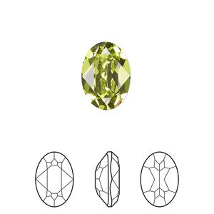 Fancy stone 1pk citrus green foil back, Crystal Passions® 14x10mm oval 4120