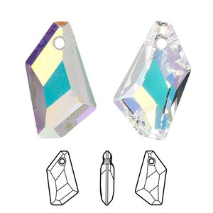 Drop 48pk crystal AB, Swarovski® 24x16mm pendant de-art 6670
