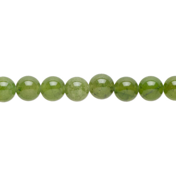 Bead, quartz (dyed), light to medium green, 5-7mm round, C grade, Mohs hardness 7. Sold per 15-inch strand, approximately 65 beads. image number 0