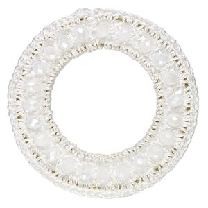 Focal, glass / nylon / steel, white AB, 48mm open round. Sold per pkg of 2.