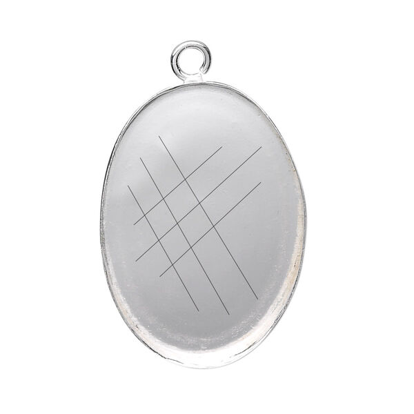 Focal, fine silver, 30x22mm oval bezel cup with open loop. Sold individually. image number 0