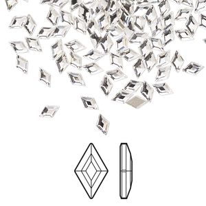 Flat back 6pk crystal foil back, Crystal Passions® 5x3mm diamond 2773