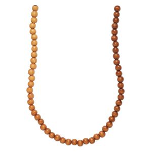 Bead 1pkg1, Taiwanese cheesewood (dyed / waxed), orange ombre, 7-8mm round, 15-1/2 to 16 inches.