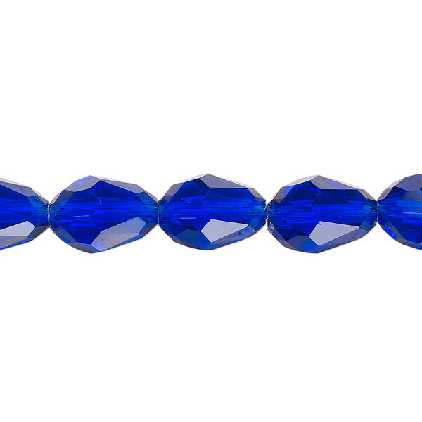 Bead Celestial Crystal® 1pkg40, 11X7.5mm-12X8mm teardrop / 66 facets, transparent cobalt blue image number 0