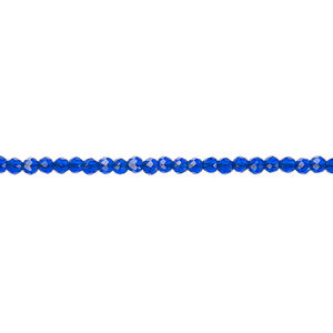 Glass 1pkg1, faceted round bead 14 inch transparent blue 2mm