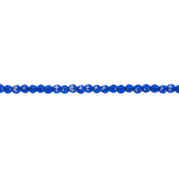 Glass 1pkg1, faceted round bead 14 inch transparent blue 2mm image number 0