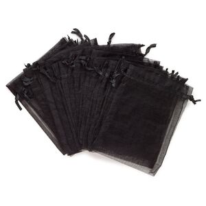 Pouch 1pkg8 organza, 5x3-1/2 inch rectangle, black