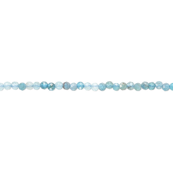 Bead, apatite (natural), 2mm hand-cut faceted round, B grade, Mohs hardness 5. Sold per 12-inch strand, approximately 170 beads. image number 0
