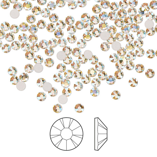 Flat back 144pk light gold quartz AB foil back, Preciosa MAXIMA Czech crystal rhinestone 2.5-2.7mm chaton rose round SS9 image number 0