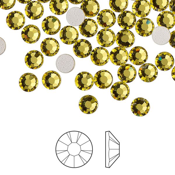 Flat back 144pk acid yellow foil back, Preciosa MAXIMA Czech crystal hotfix rhinestone 3-3.2mm chaton rose round SS12 image number 0