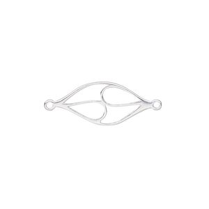 Link, Amoracast®, sterling silver, 24x10mm two-sided cutout olive branch. Sold individually.