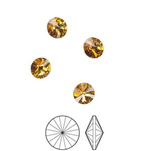 Chaton 12pk topaz foil back, Preciosa MAXIMA Czech crystal rhinestone 6.14-6.32mm rivoli SS29