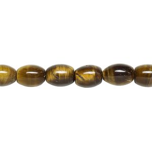 Tigereye 1pkg1, oval bead natural 15.5-16 inch 8x6mm