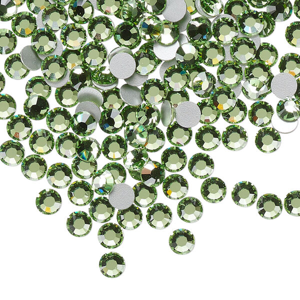 Flat back, Dance With Me™ crystal rhinestone, peridot, foil back, 3.8-4mm rose, SS16. Sold per pkg of 144 (1 gross). image number 0