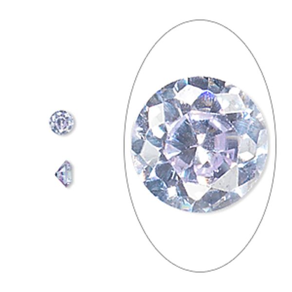 Gem, cubic zirconia, lavender, 4mm faceted round, Mohs hardness 8-1/2. Sold per pkg of 5. image number 0