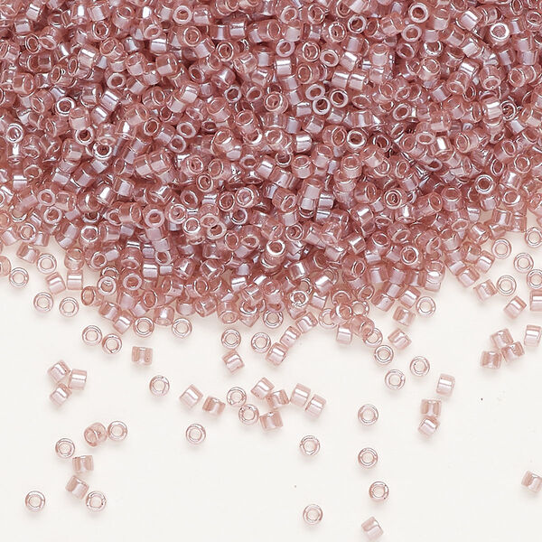 Seed bead, Delica®, glass, pkg/50g, #11 round, translucent glazed luster light rose (DB-1482-1). image number 0