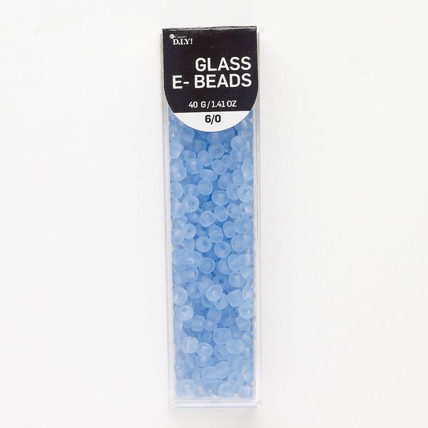 Glass 1pkg1, #6 round seed bead translucent frosted sky blue 40g image number 0