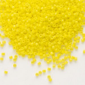 Seed bead, Delica®, glass, pkg/50g, #11 round, opaque yellow (DB-0721).